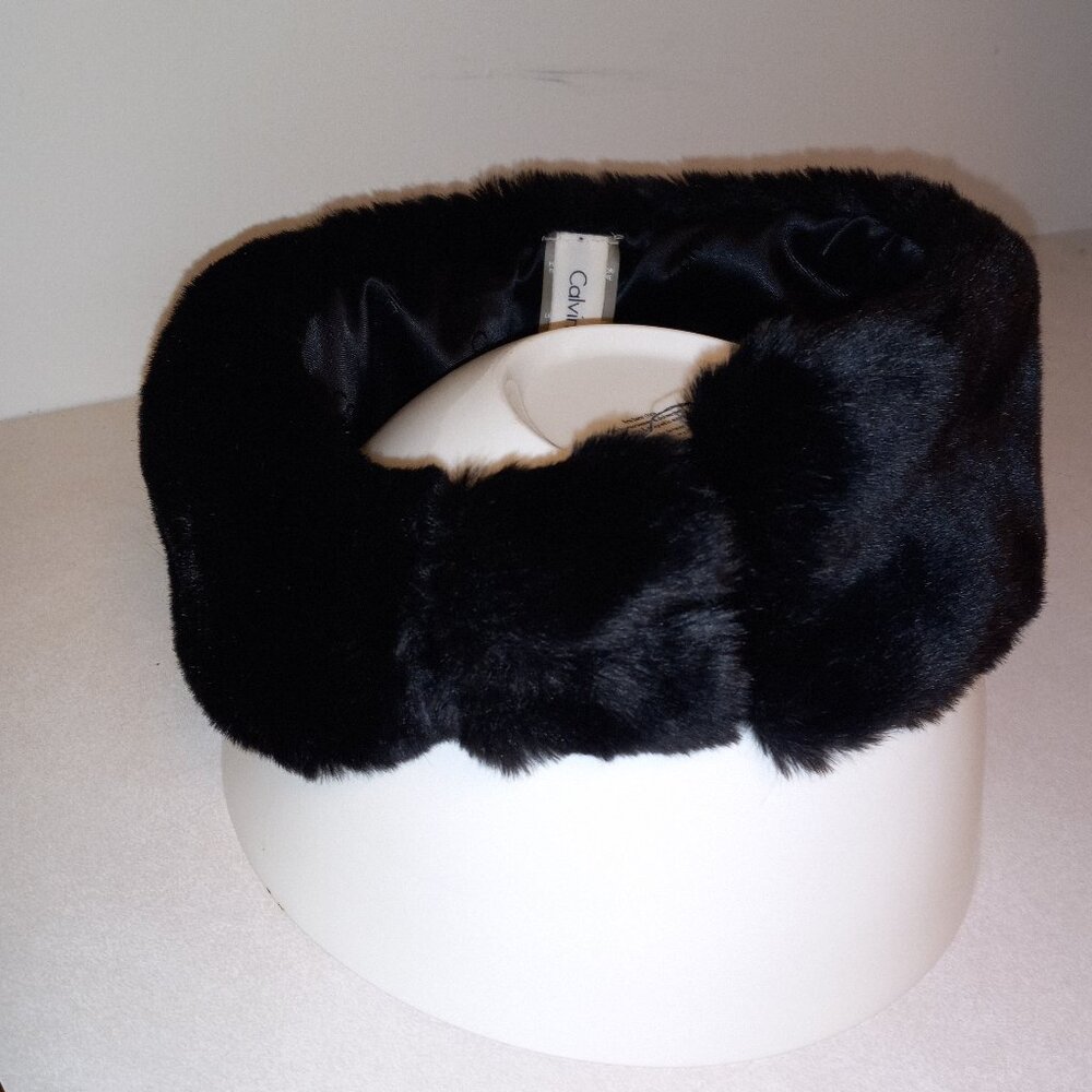 Cosy Calvin Klein Faux Fur Headband - Black Size OS